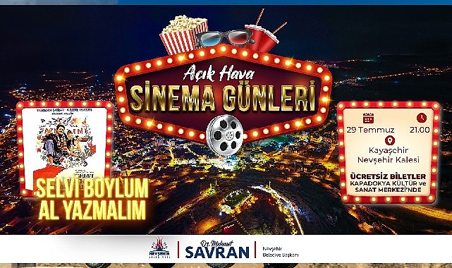 Açık hava sineme günleri '' Selvi boylum al yazmalım '' ile devam ediyor 